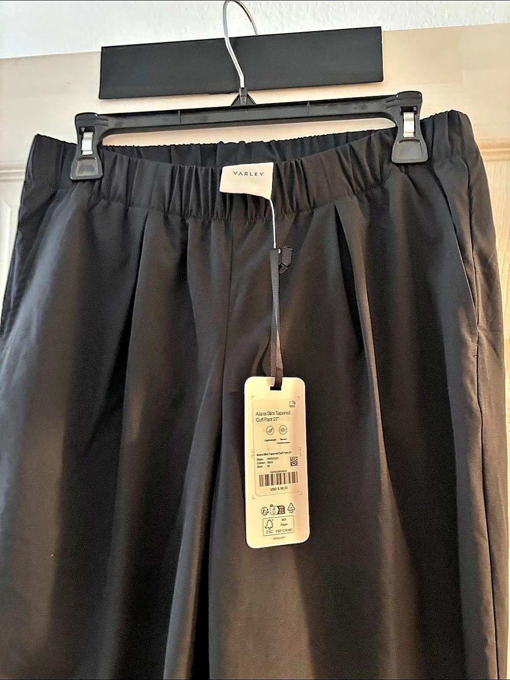 VARLEY Alana Slim Tapered Cuff Pant 27" Black - Picture 2 of 3